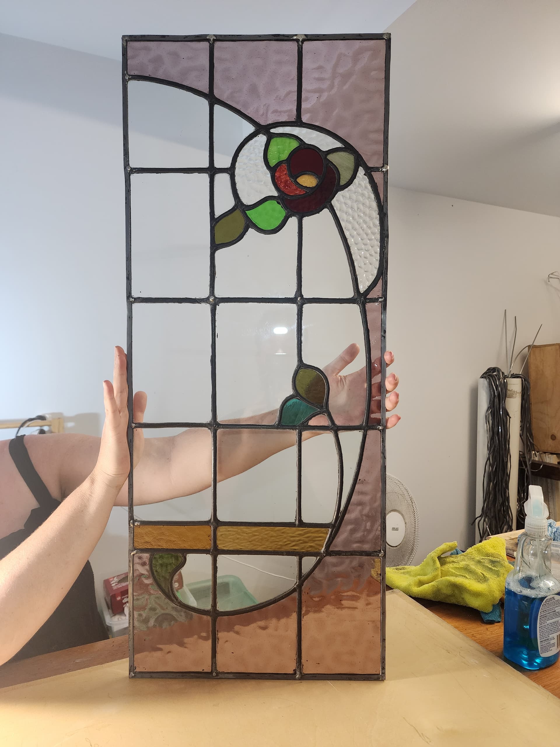 Restored stained glass after repair