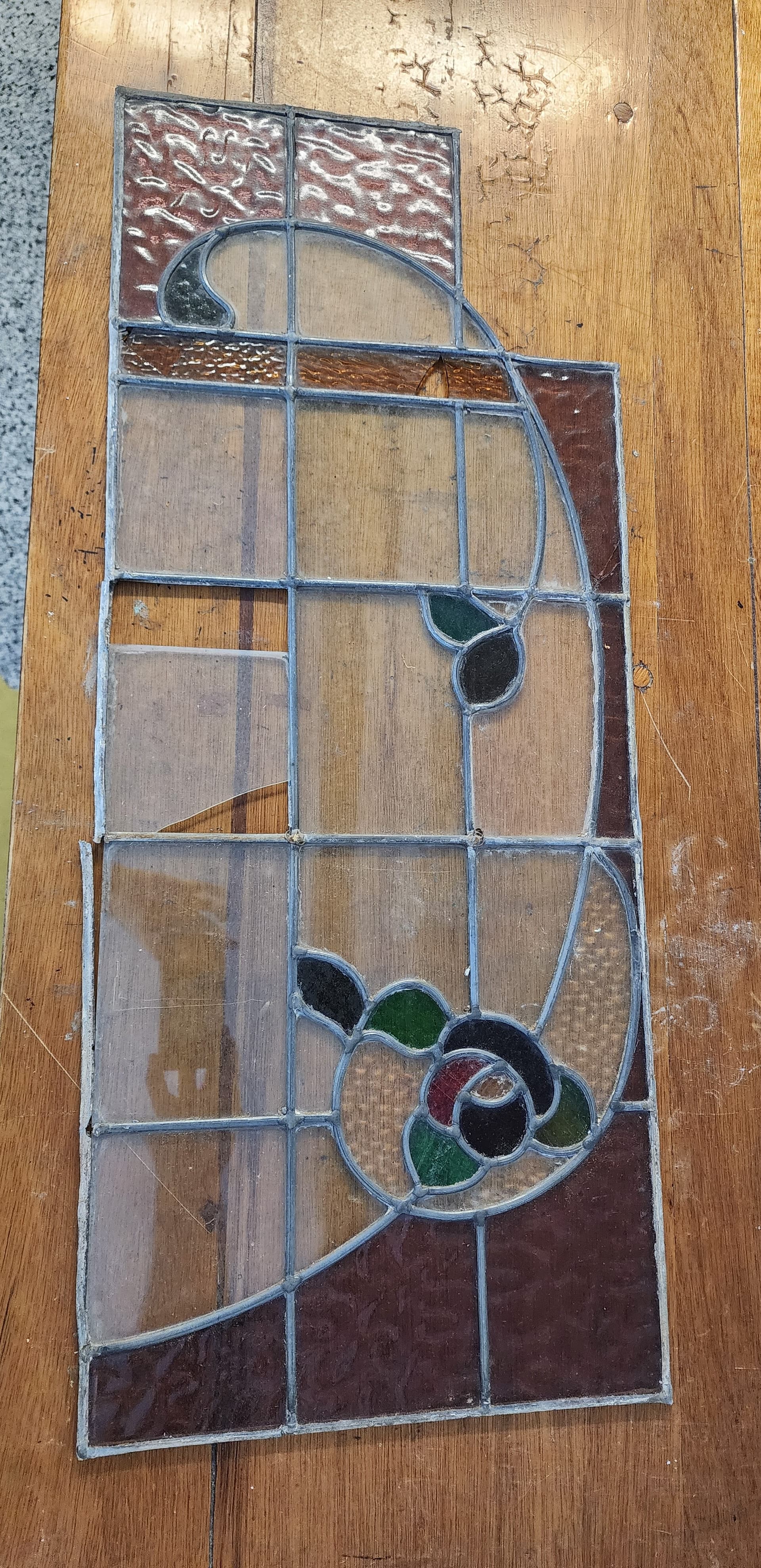 Damaged leadlight before repair