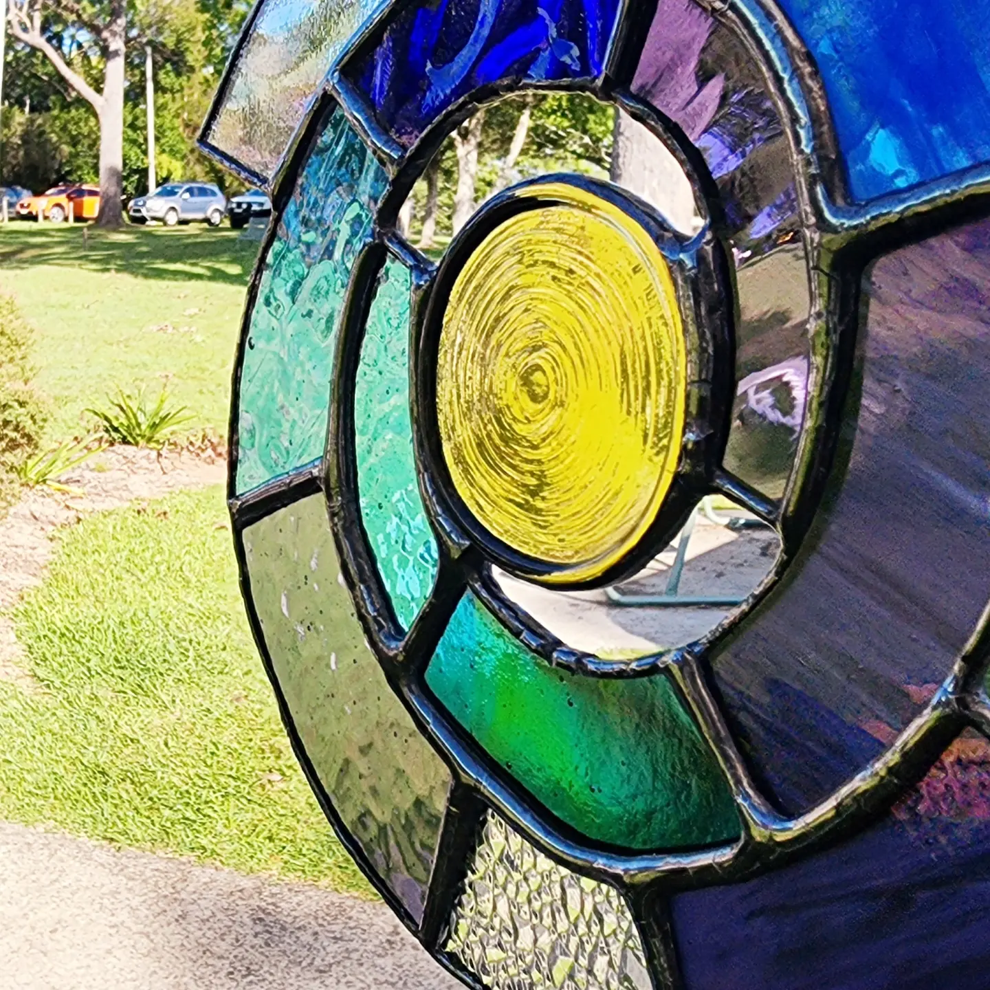 Sacred geometry stained glass artwork